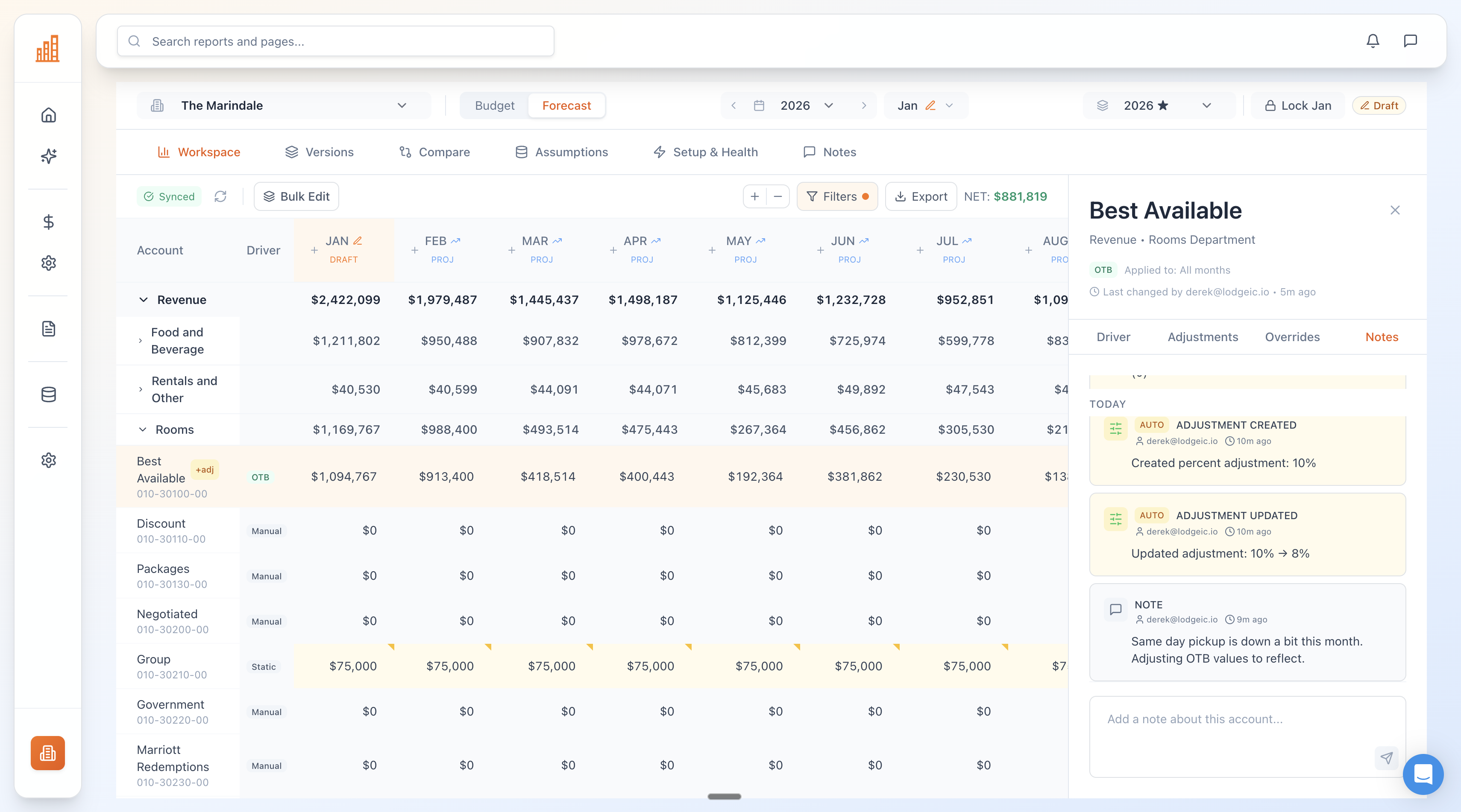 Forecasting Module Screenshot